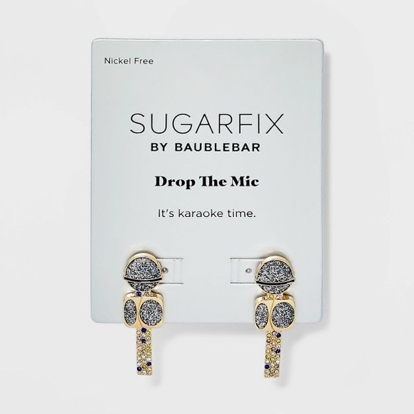 SUGARFIX by BaubleBar 'Drop The Mic' Statement Earrings - Silver, NWT - Picture 3 of 7